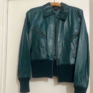 Arden B Teal Leather Bomber